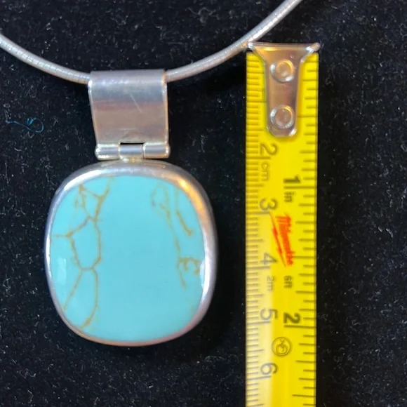 Large Turquoise & Sterling Silver Pendant - Picture 6 of 9